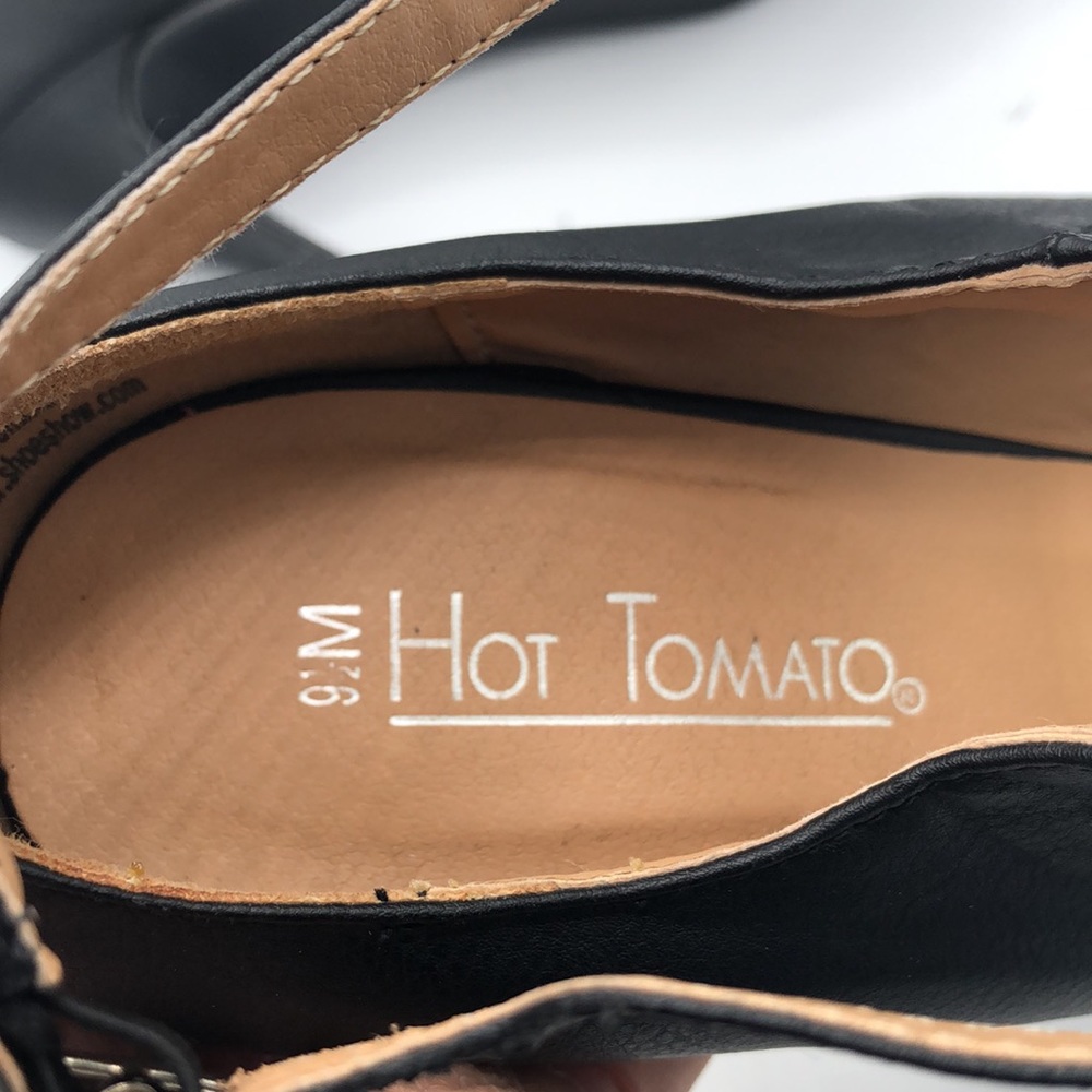 HOT TOMATO Stilettos Size 9.5 Peep Toe Ankle Strap Black - Picture 5 of 5
